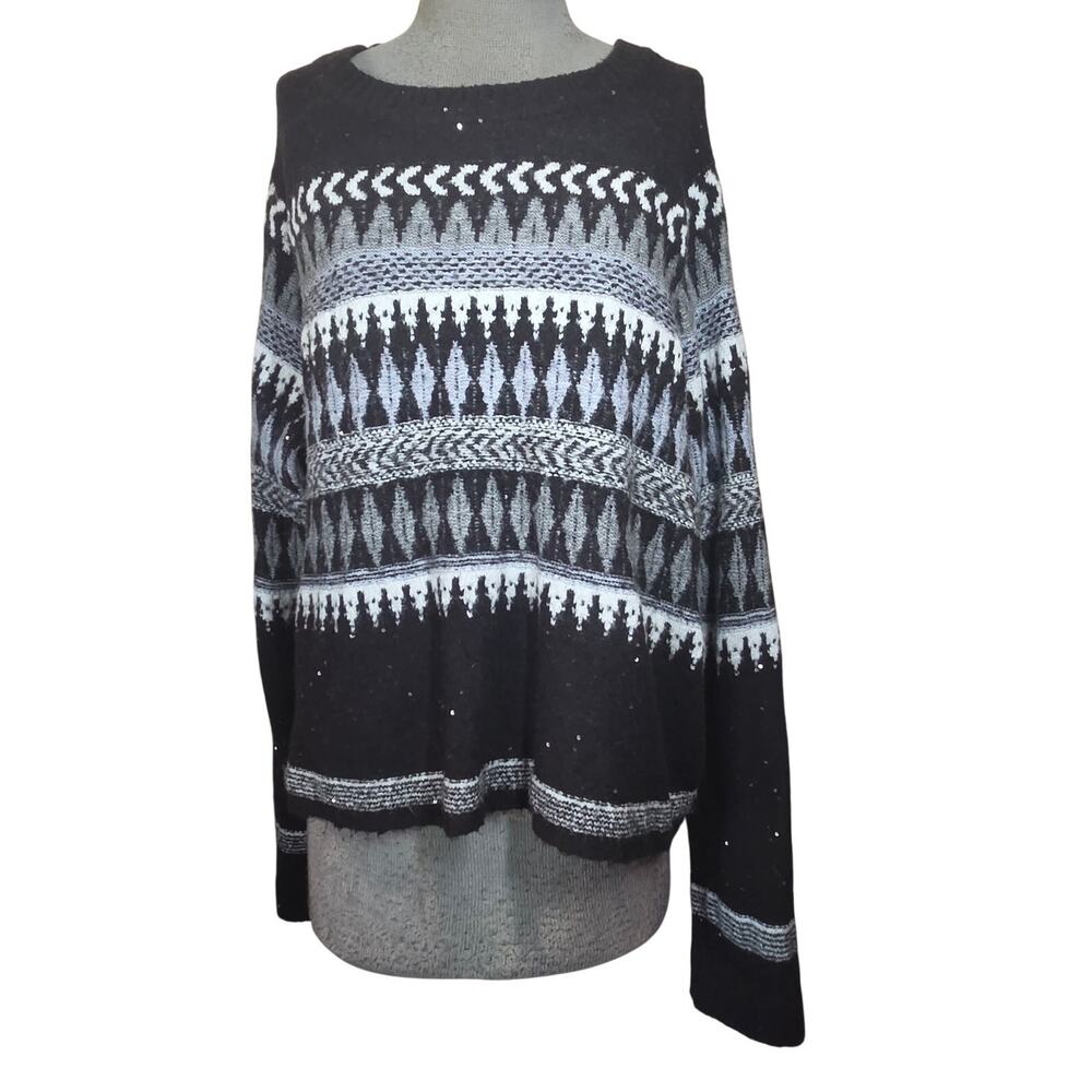 Sequin Embellished Knit Sweater Size XL